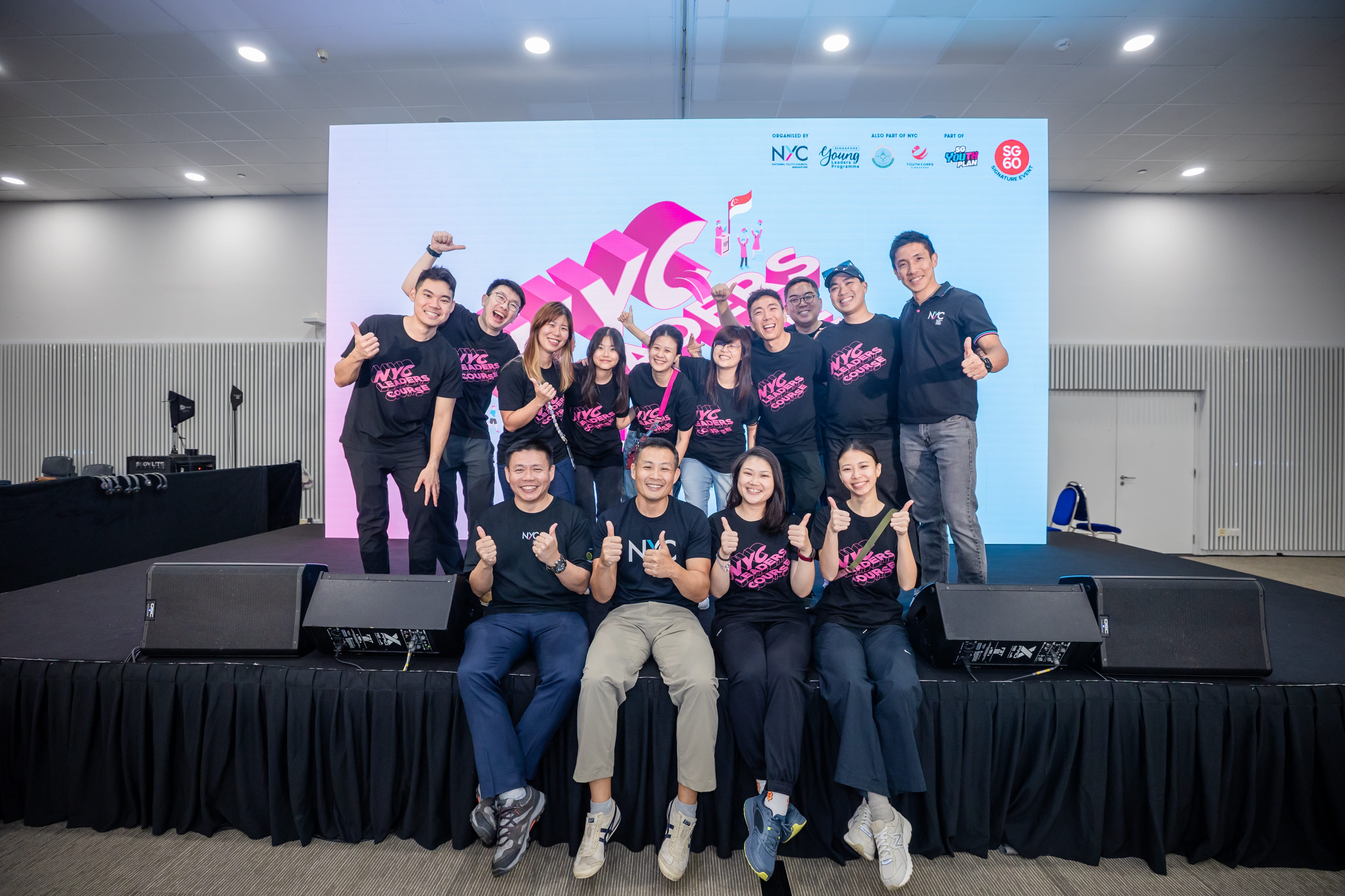 A group photo on stage
